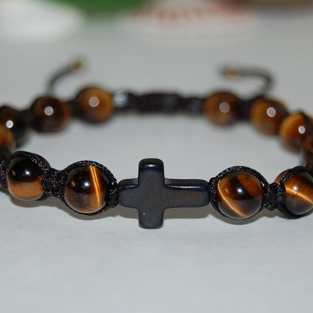 Cross Bracelet,Tiger Eye Bracelet,Cross Tiger Eye Bracelet,Drawstring Bracelet